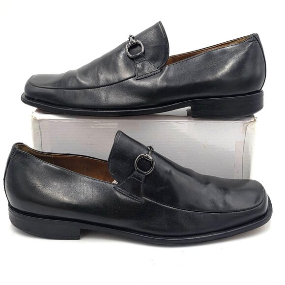 Vintage Mauri Millennium Men Size 13 Black Leather Dress Shoes Italy Bit Loafers - Picture 4 of 11